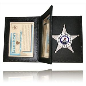 Boston Leather Book Style Badge Case, Double Id, Black - 122-4029