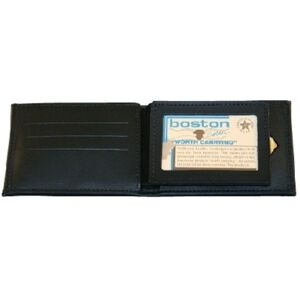 Boston Leather Billfold Style Badge Wallet, Card Slots, Soft, Black - 275-S-4207