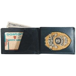 Boston Leather Billfold Style Badge Wallet, Black - 250-S-5020