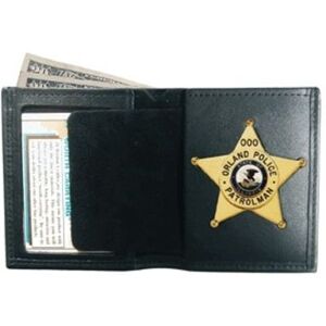 Boston Leather Book Style Badge Wallet, Black - 150-S-5020