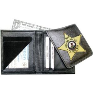 Boston Leather Book Style Badge Case, Flip Out Badge Flap, Black - 575-S-5012
