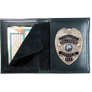 Boston Leather Book Style Badge Case, Black - 100-S-9009