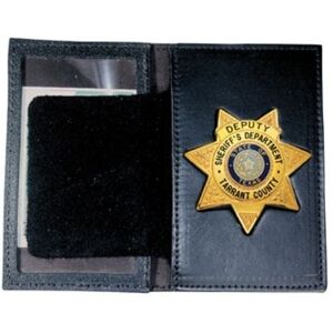 Boston Leather Book Style Badge Case, Oversized Id Window, Black - 110-6009