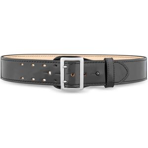 DutyMan 2-1/4inch High-gloss Leather Sam Browne 2-row Stitch Duty Belt With Nickel Buckle - 1031-32-9001