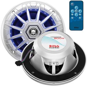 Boss Audio Marine 6.5in 2 Way 200W Speaker w/ Multi Color Illumination and Wireless Remote - Pair, Silver, MRGB65S