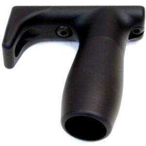 A3 Industries Compact Shorty Vertical Grip w/ Integrated Handstop, 100 Degree, 2.00In Grooved Aluminum Grip, Aluminum Base, Black, VFG-140