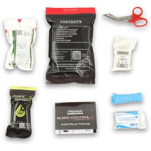 Premier Body Armor PBA Bleed Control Kit Standard Gauze, Black/Red, 9x6 inch, STAT-BC Kit 2.0