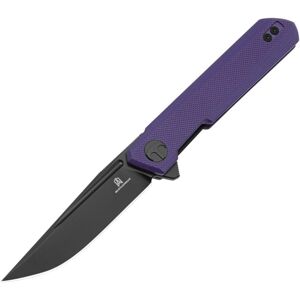 Bestech Knives Mini Dundee Folding Knife, 4in Closed, 3in Black PVD Coated D2 Tool Steel Blade, Purple G10 Handle, BMK03J