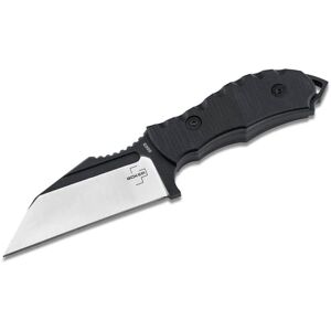 Boker Plus Andhrimnir Mini Fixed Blade Knife, 6in Overall, 3.38in Black Stonewash/Satin D2 Tool Steel Wharncliffe Blade, Black G10 Handle, Black Kydex Belt Sheath, 02BO091