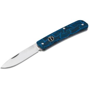 Boker Plus Tech Tool Blue Folding Knife, 3.63in Closed, 2.88in 12C27 Sandvik Stainless Steel Blade, Blue G10 Handle, Damascus Pattern Handle, 01BO557