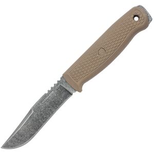 Condor Tool and Knife "Condor Bushglider Knife Desert Tan, 4.25 black stonewash finish 1095HC steel clip poi, Desert tan textured polypropylene handle, CTK3948-4.2HC"