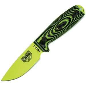 "Esee Model 3 3D Fixed Blade Venom Knife, 3.88 green powder coated 1095HC steel blade, Black and green 3D machined G10 handle, 3PMVG-007"