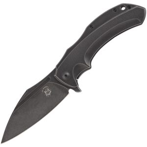 Fox Bastinelli Shadow Framelock Folding Knife, 4in Black Stonewash Elmax Steel Wharncliffe Blade, Black G10 Handle, Pocket Clip, Black, FX-533 TI