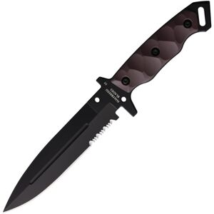 Halfbreed Blades Medium Infantry Fixed Blade Knife, 11.63in Overall, 6.5in Black Teflon Partially Serrated K110 Tool Steel Spear Point Blade, Dark Earth G10 Handle, Kydex Sheath, MIK-01PS BLK DE
