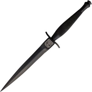 J. Adams Sheffield England Commando Dagger, 12in Overall, 7in Black Double Edge Stainless Dagger Blade, Black Textured Stainless Handle, SHE029