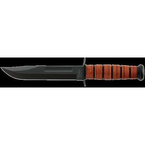 KA-BAR Knives US Army Fixed Blade w/ Leather Sheath, 7in, Cro-Van 1095 Steel, Straight Edge, Leather Handle, K1220