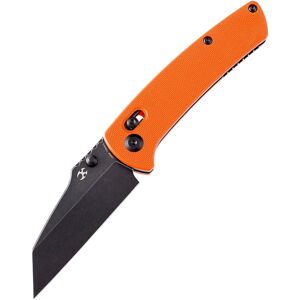 Kansept Knives Main Street Orange G10 Folding Knife, 4.5in Closed, 3.5in Black Stonewash 154CM Stainless Steel Blade, Orange G10 Handle, Black Nylon Pouch, T1015V2