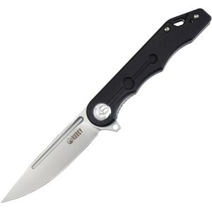 Kubey Mizo Folding Knife, 4in Closed, 3.13in Bead Blast AUS-10A Stainless Blade, Black G10 Handle, KU312A