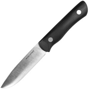 "Real Steel Bushcraft III Fixed Blade Con Knife, 4 satin finish D2 tool steel blade, Black G10 handle, 3725C"