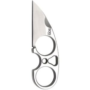 SOG Specialty Knives & Tools Snarl Fixed Blade Knife, 4.25in Overall, 2.25in Satin 9Cr13MoV Sheepsfoot Blade, Stainless Steel Handle, Kydex Sheath, JB01K-CP