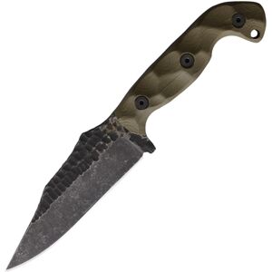 Stroup Knives TU1 OD Green Fixed Blade Knife, 9.25in Overall, 4.5in 1095HC Steel Acid Etched Blade, OD Green Sculpted G10 Handle, TU1-OD-G10-S