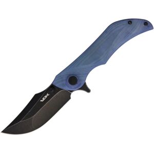 "VDK Knives Talisman Linerlock Folding Knife, 3.25 black stonewash finish D2 tool steel blade, Blue G10 handle, Extended tang, VDK028"