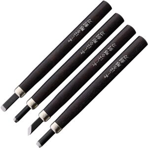 Yoshiharu Cutlery Japan H-4 Japanese Carving Knife Set, 7in Overall, 1in Blade, Dark Brown Wood Handle, AC002