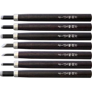 "Yoshiharu Cutlery Japan H-7 Japanese Carving Knife Set, 7 overall, Brown wood handle, AC018"
