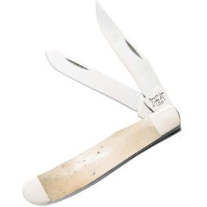 Bear and Son Knives Mini Trapper Folding Knife, 3.25in, High Carbon Stainless Steel, White Smooth Bone Handle, WSB07