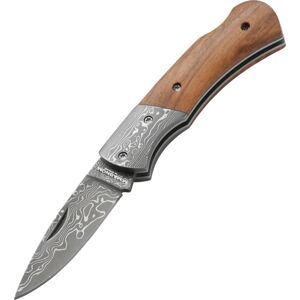 magnum Boker Mistress Damascus Folding Knife, 2.36 in, Damascus, Olive Wood Handle, 01MB171DAM