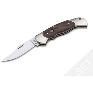 Boker Solingen Optima Walnut Set II Folding Knife, 3.23in, 4034, Nickel Silver, Walnut Wood Brown Handle, 113119