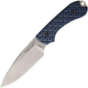 Bradford Knives Guardian3 EDC Black/Blue Fixed Blade Knife, 3.5in, Stonewash, Black and Blue, G10 Handle, 1126 3FE-013-N690