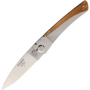 "Courty & Fils No. 6 K-Lock Wood Folding Knife, 3.63 satin finish 14C28N Sandvik stainless blade, Olive wood handle with stainless back handle, AKN006L"