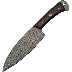"Damascus Chefs Knife Damascus, 6 Damascus steel blade, Brown wood handle, DM-1266"