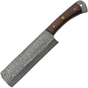 "Damascus Hammer Cleaver Damascus Knife, 6 Damascus steel cleaver style blade, Brown wood handle, DM-1265"