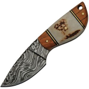 "Damascus Wild Stag Skinner Knife, 2.5 Damascus steel blade, Stag bone and olive wood handle, DM-1249"