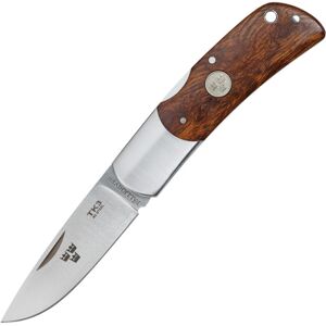 Fallkniven Tre Kronor Lockback Ironwood Folding Knife, 2.75in Satin 3G Steel Drop Point, Ironwood Handle, SS Bolster, TK3IC