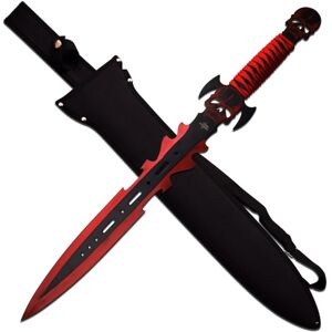 Fantasy Master Fixed Blade, 27in, Stainless Steel Blade, Full Tang Red Wrapped Stainless Steel Handle, FM-681RD
