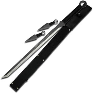 Fantasy Master Fixed Blade, 28in, Stainless Steel Blade, Black Cord Wrapped Full Tang Stainless Steel Handle, FM-644T