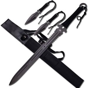 Fantasy Master Fixed Blade, 28in, Stainless Steel Blade, Black Cord Wrapped Full Tang Stainless Steel Handle, FM-655