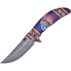 "Frost Linerlock A/O Blue Folding Knife, 3.5 stainless clip point blade, Blue synthetic handle, FC-54BL"
