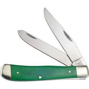 Frost Trapper Folding Knife, Mirror finish stainless clip and spey blades, Green smooth bone handle, 18-812GSB