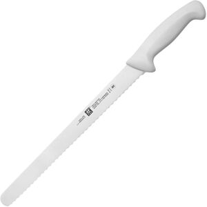 HENCKELS ZWILLING Twin Master Slicer Knife, 17.25in Overall, 12in Satin Finish Serrated Stainless Blade, White Plastic Handle, 32302-304