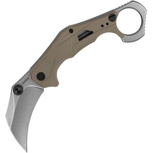 Kershaw Outlier SW Tan A/O Folding Knife, 5in Closed, 2.63in Stonewash 8Cr13MoV Stainless Steel Blade, Tan GFN Handle, 2064TANSW