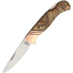 OldForge Lockback Copper Bolster Folding Knife,2.375in,Stainless Steel,Brown,Wood Handle, K1263ST-OF028