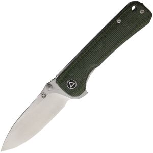 "QSP Knife Hawk Linerlock Folding Knife, 3.25 satin finish 14C28N Sandvik stainless blade, Green micarta handle, QS131-H"