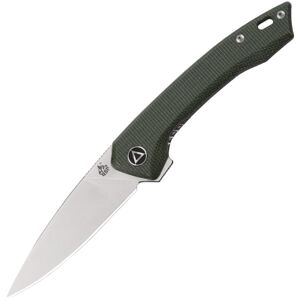 "QSP Knife Leopard Linerlock Green Folding Knife, 3 satin finish 14C28N Sandvik stainless blade, Green linen micarta handle, QS135-C"