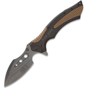 United Cutlery Black Ronin Linerlock A/O Folding Knife, 4.75 black stonewash finish 3Cr13 stainless blade, Black ABS handle with dark earth TPU insert, UC3407"