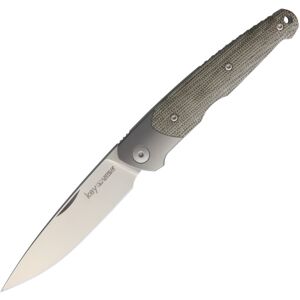 "Viper Key Slip Joint Green Micarta Folding Knife, 3 satin finish Bohler M390 stainless blade, Green linen micarta handle with Titanium bolster, V5978CV"