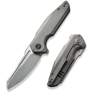 We Knife Co Ltd StarHawk Flipper Knife, 2.81in, CPM-20CV, Bead Blast Sheepsfoot Blade, Gray Stonewash Titanium Handle, WE21017-1